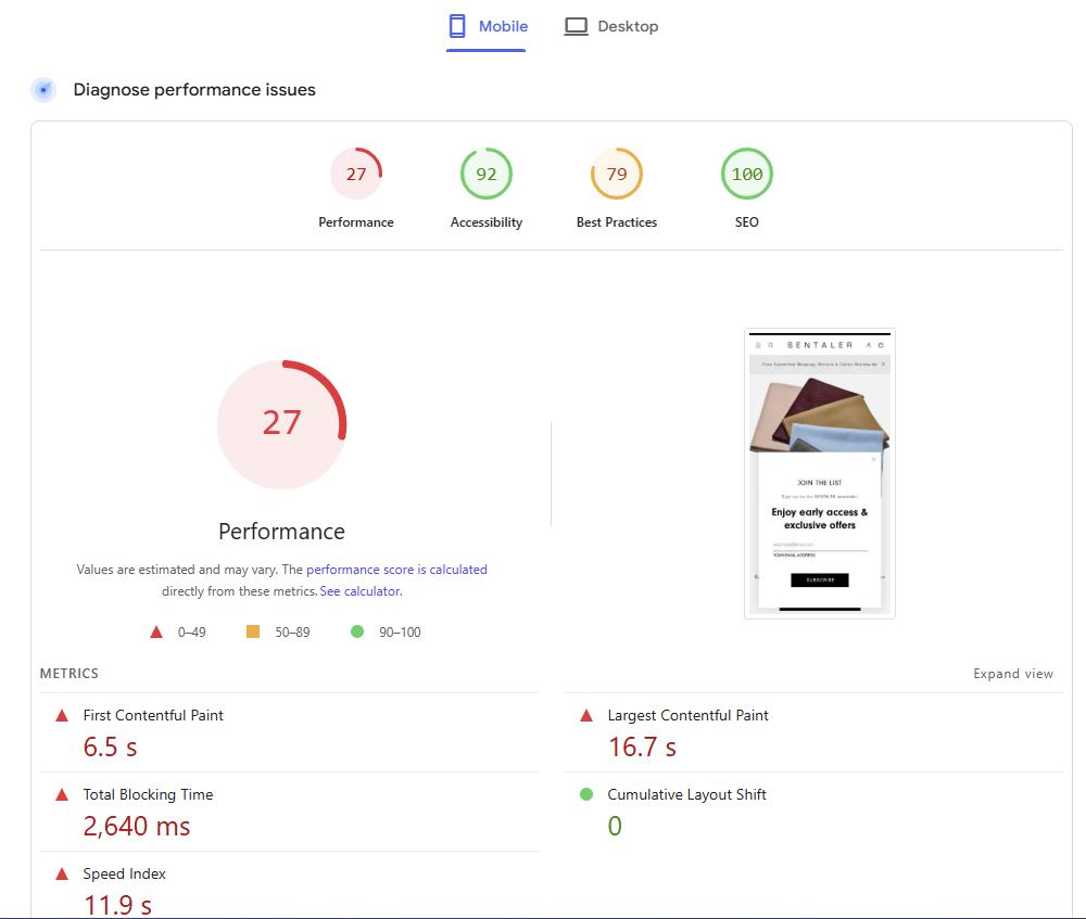 page speed