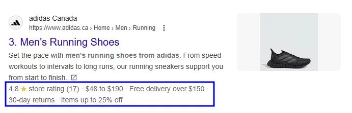 Example of structured data enhancing a search result on the SERP