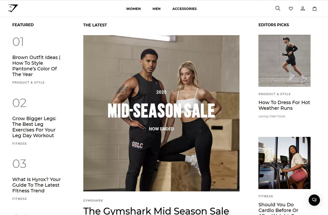 Example of the blog section on a Shopify website