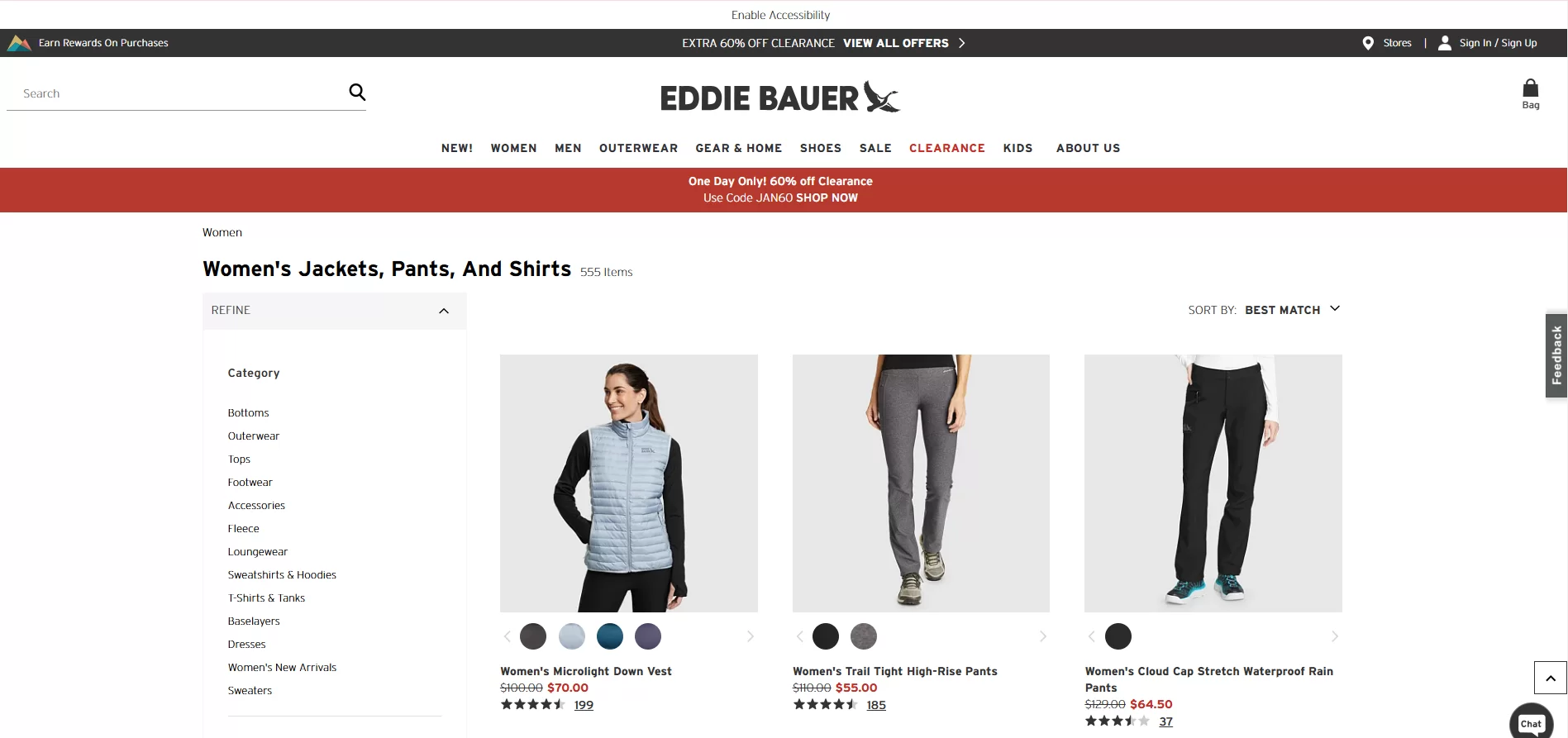 A website with poor personalization and localization experience