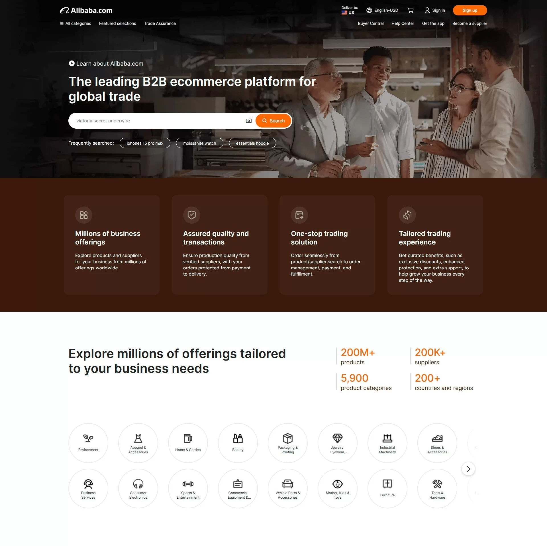 An example of a B2B eCommerce website