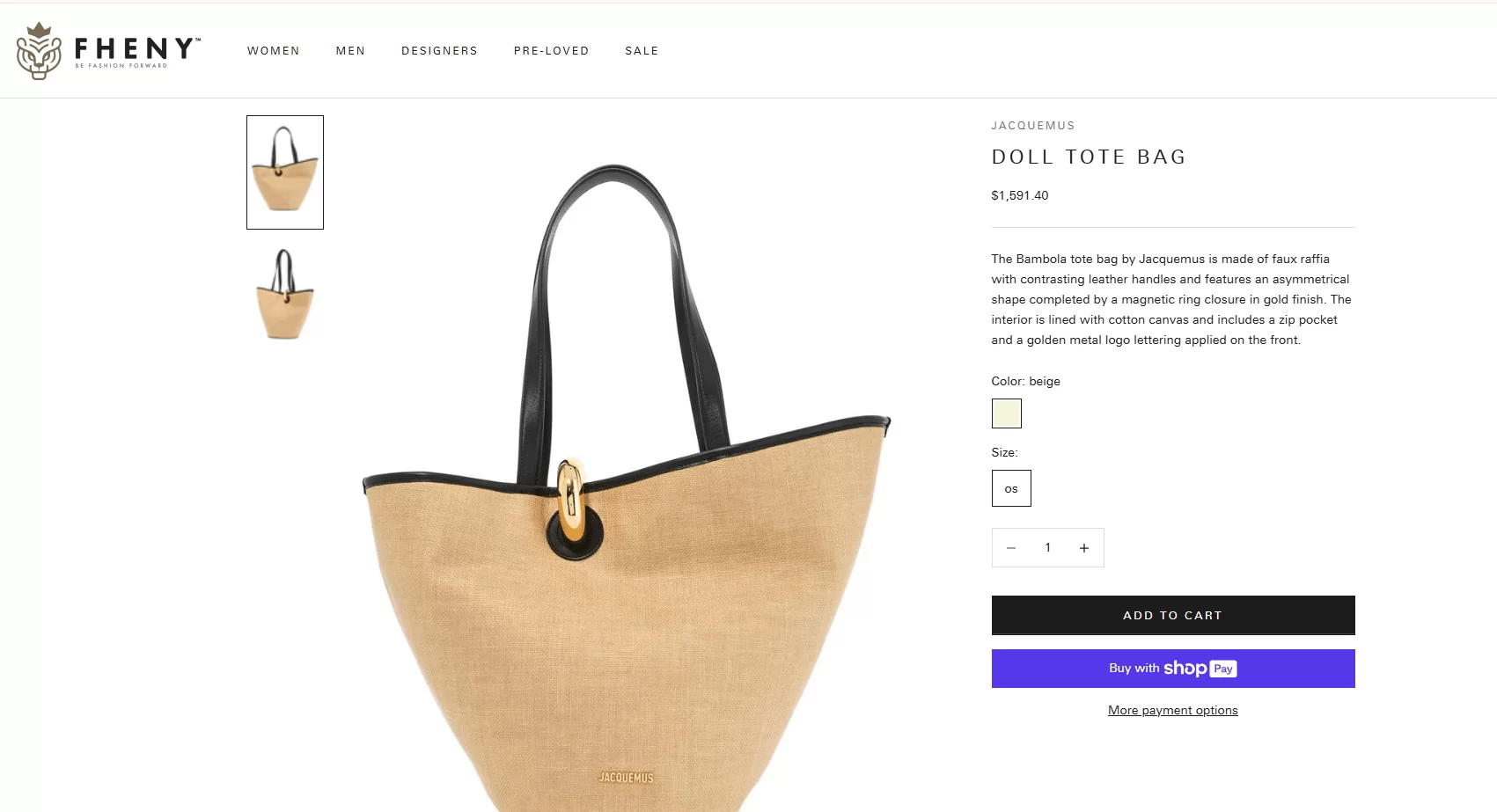 An example of an uncluttered product page