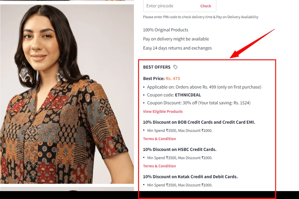 Another example of a product page with offers