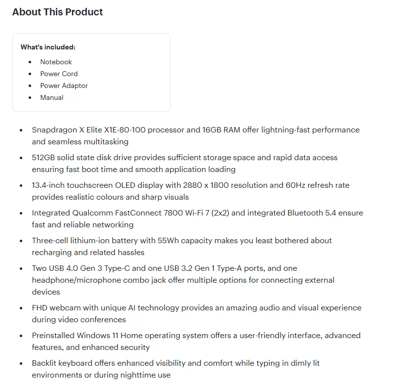 Another example of engaging ecommerce product description