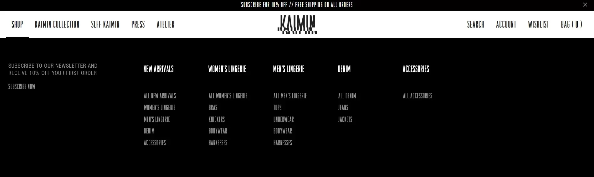 Kaimin menu