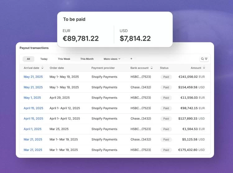 Payouts in Up to 8 Currencies