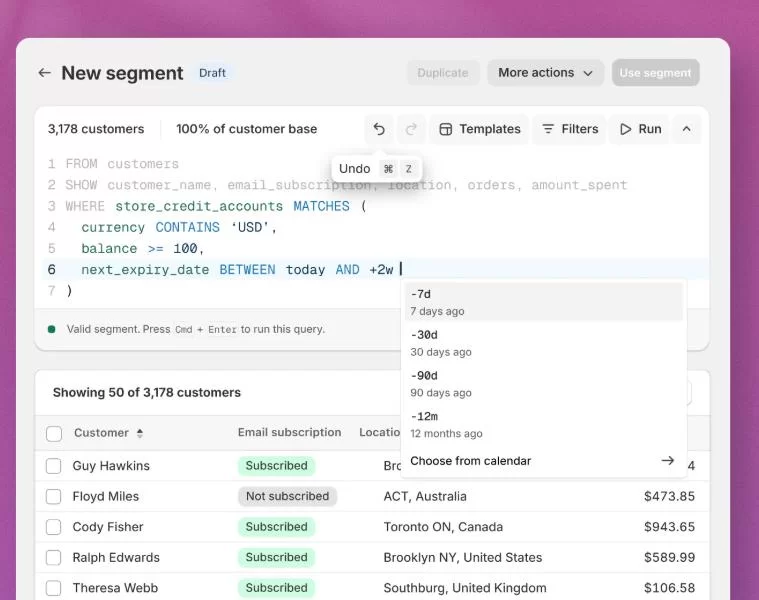ShopifyQL Segments Get Easier to Use
