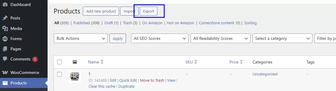 A WooCommerce Products Export Interface