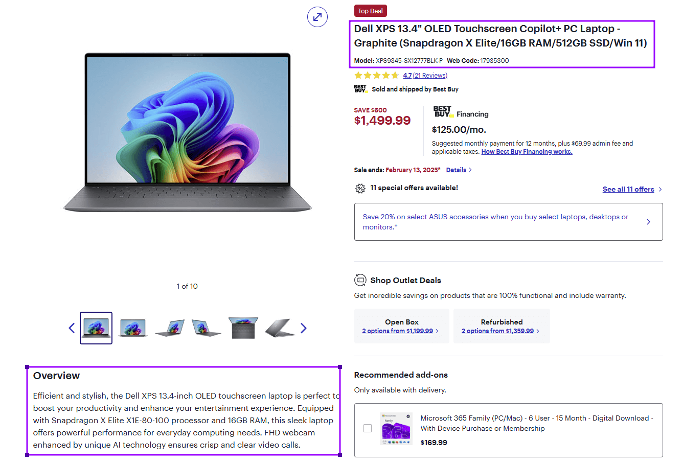 an engaging example of an ecommerce product description