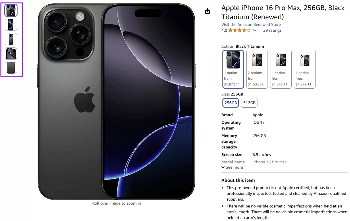 an example of a website screenshot from multiple angles