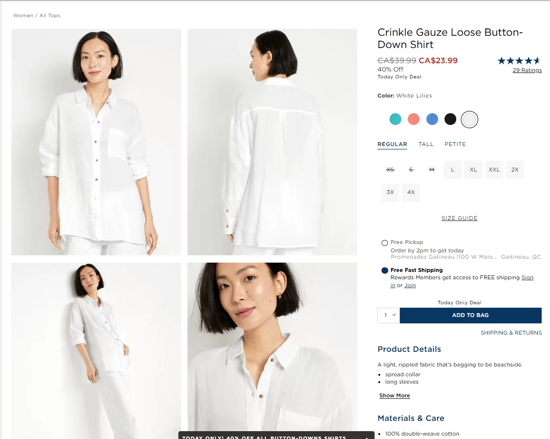 an example of an ecommerce website with high-quality product images