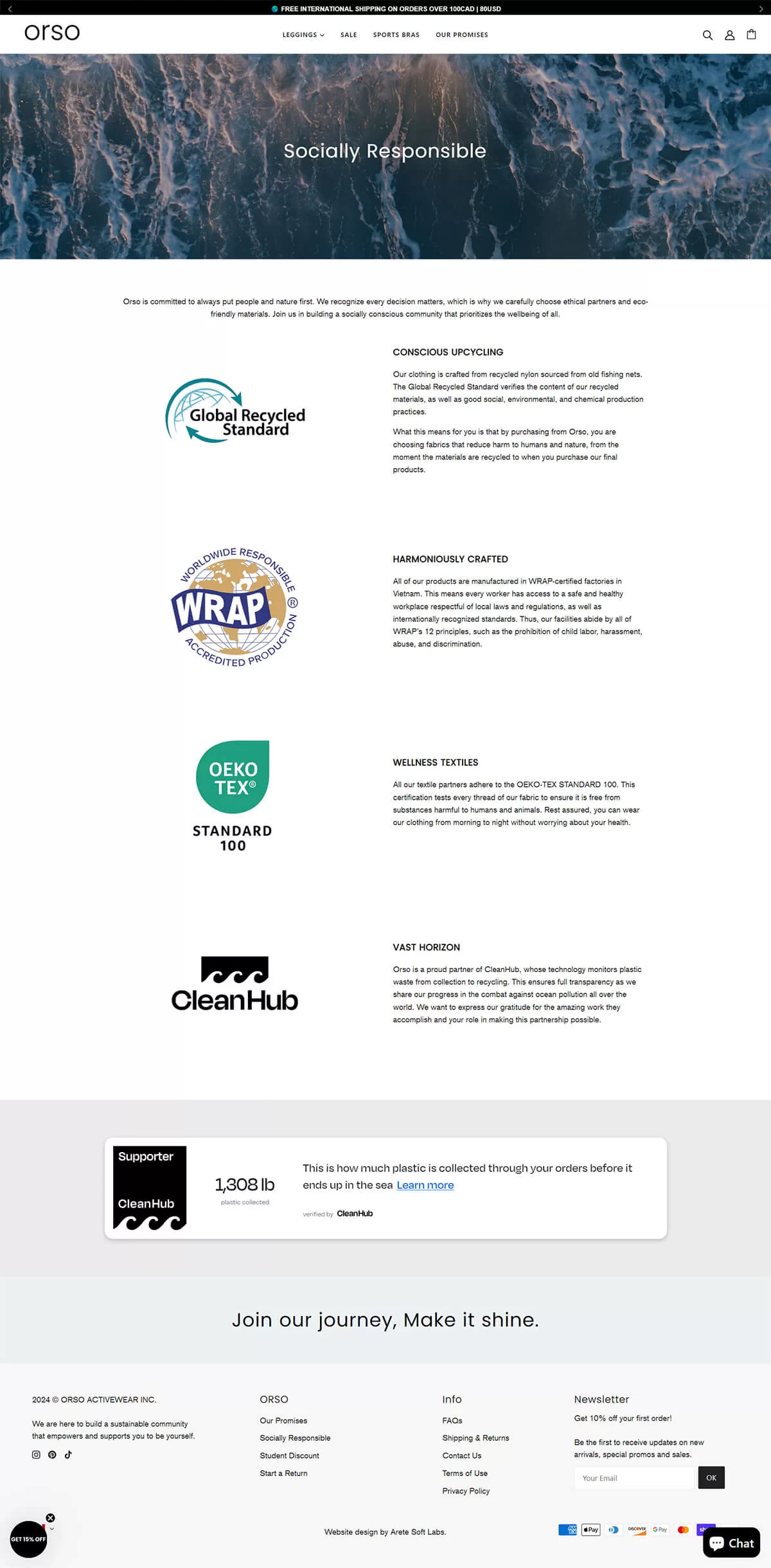 A screenshot of a ecommerce website orso banner