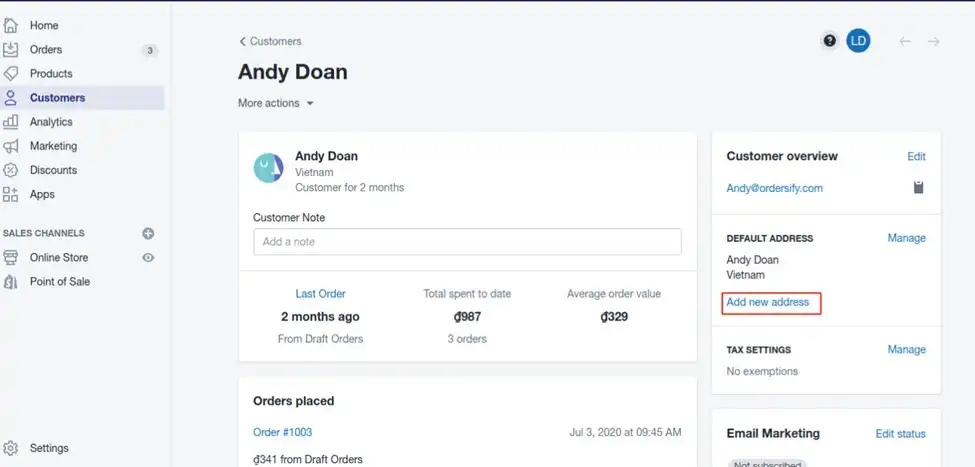 Example of Customer Data
