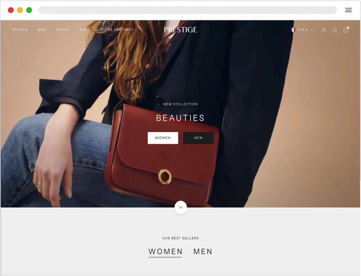 Prestige Shopify fashion theme demo for luxury clothing brands
