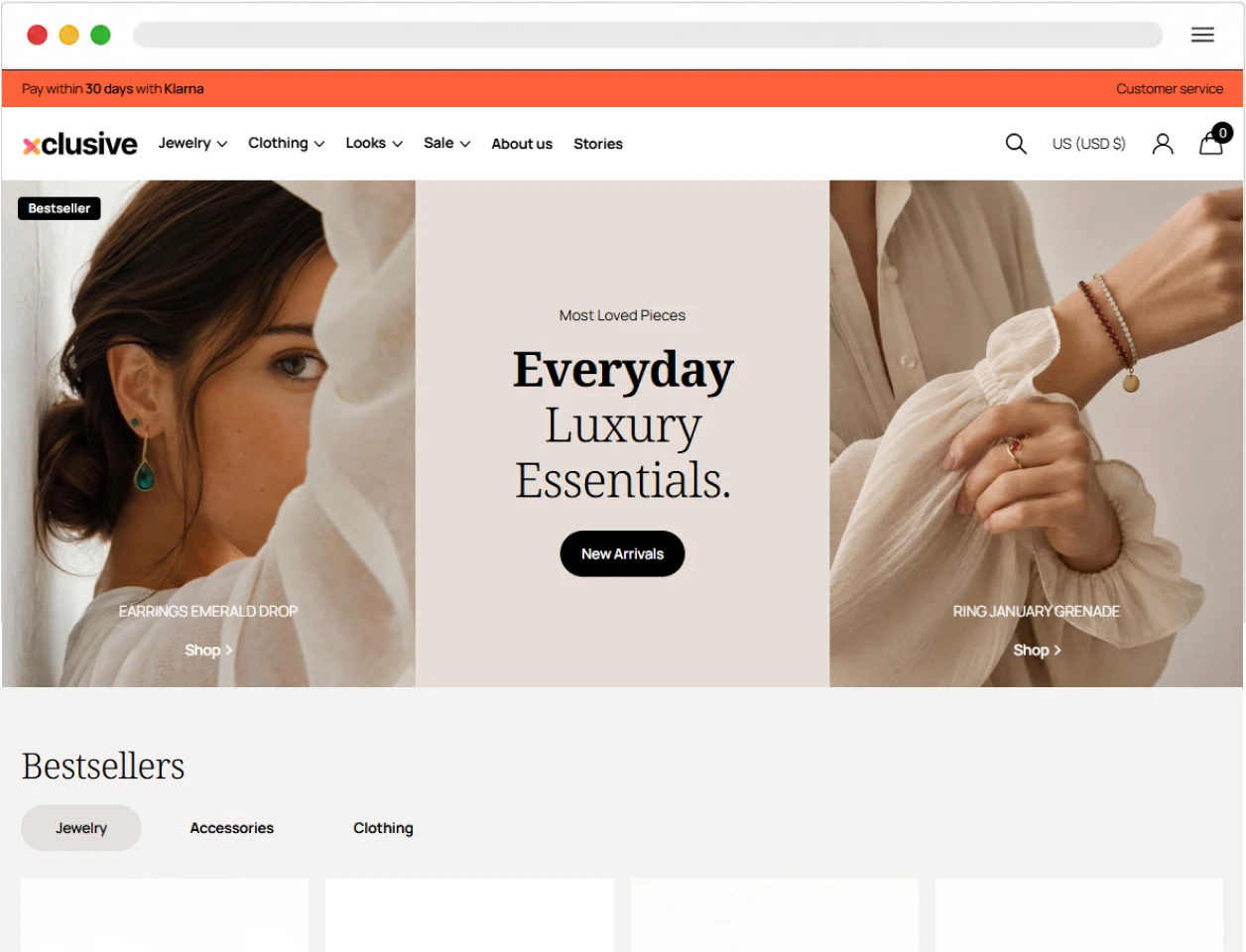 Xclusive Shopify fashion theme demo with mega menu and filtering