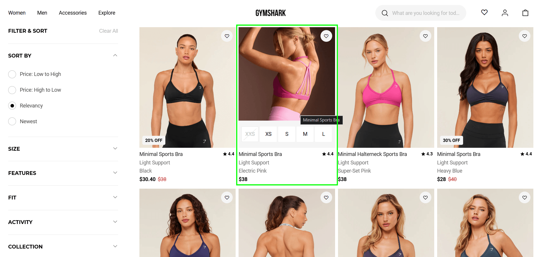 Shopify collection page example featuring advanced filters, sorting options, product ratings, pricing, and variant selectors to help shoppers find products quickly and improve conversion rates.